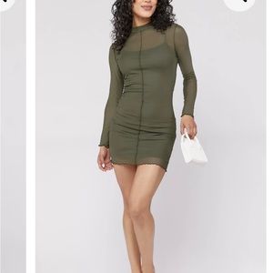Green mesh mini dress- brand new with tags